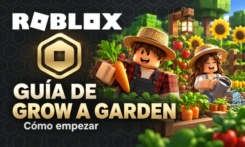 Portada de Grow a Garden en Roblox para principiantes